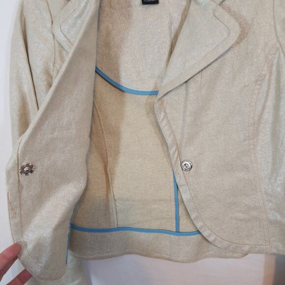 True Meaning Linen Blend Metallic Gold Blazer - Picture 6 of 8